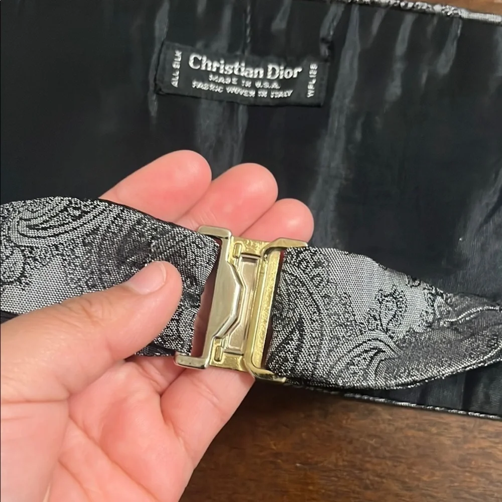 Christian Dior Black and Gray Paisley Men's Belt